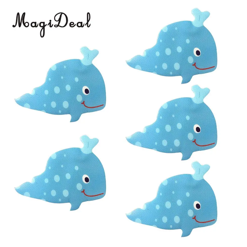 MagiDeal 5 Piece Non Slip Bath Tub Stickers Bathroom Mat Shower Room Kitchens Stairs Floor Grip Shark 