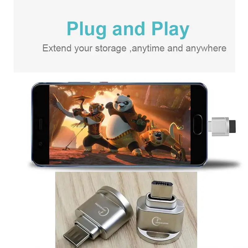 Micro usb 2.0 otg phone mini memory card reader adapter Aluminum cardreader for micro SD/TF microsd laptop accessories Wholesale