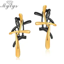 Mytys, черные и золотые двухцветные металлические серьги, массивные геометрические модные серьги с крестом для женщин, ювелирные изделия CE341