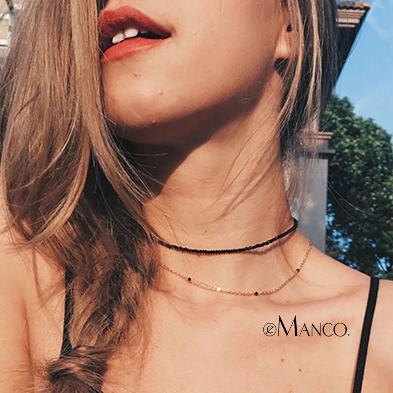 

eManco Wholesale Crystal Beads Making Choker Necklace Black Lace Temptation Chains Necklace New Arrivals Gifts for Women