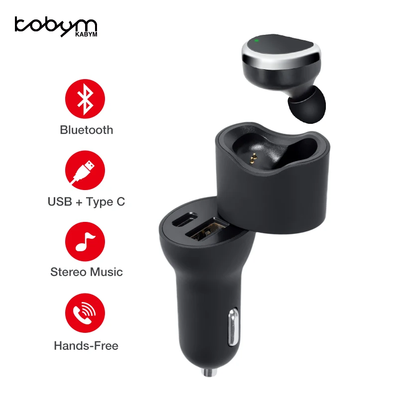 

Kabym car charger usb type c wireless bluetooth headset wireless tws charging hands free car kit earphone kulakl K earbuds
