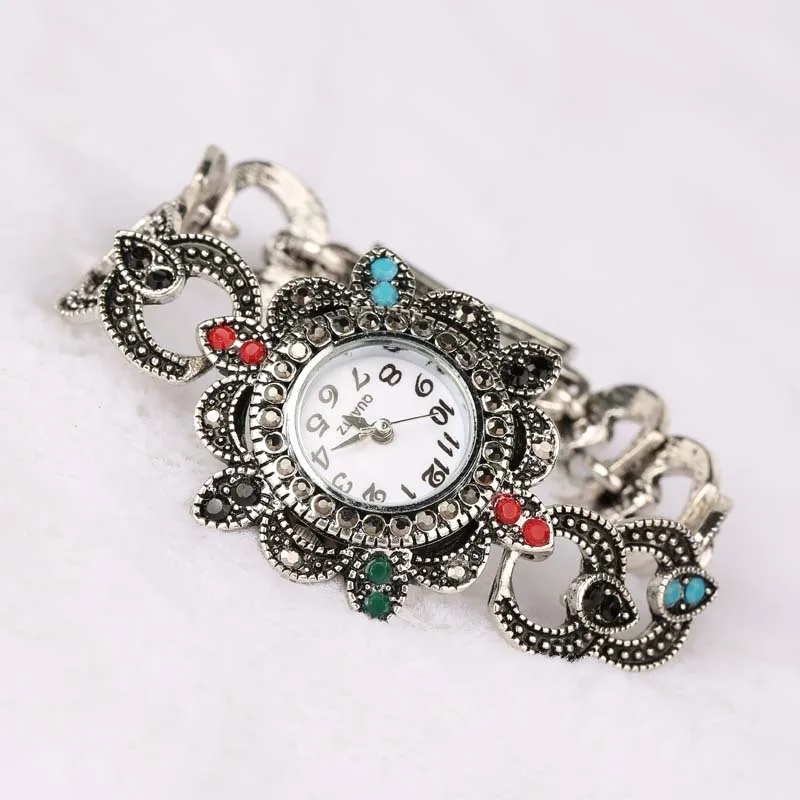 Fashion-Big-Brand-Luxury-Vintage-Bohemian-Style-Tibet-Silver-Alloy-AAA-Resin-Crystal-Women-Watch (3)