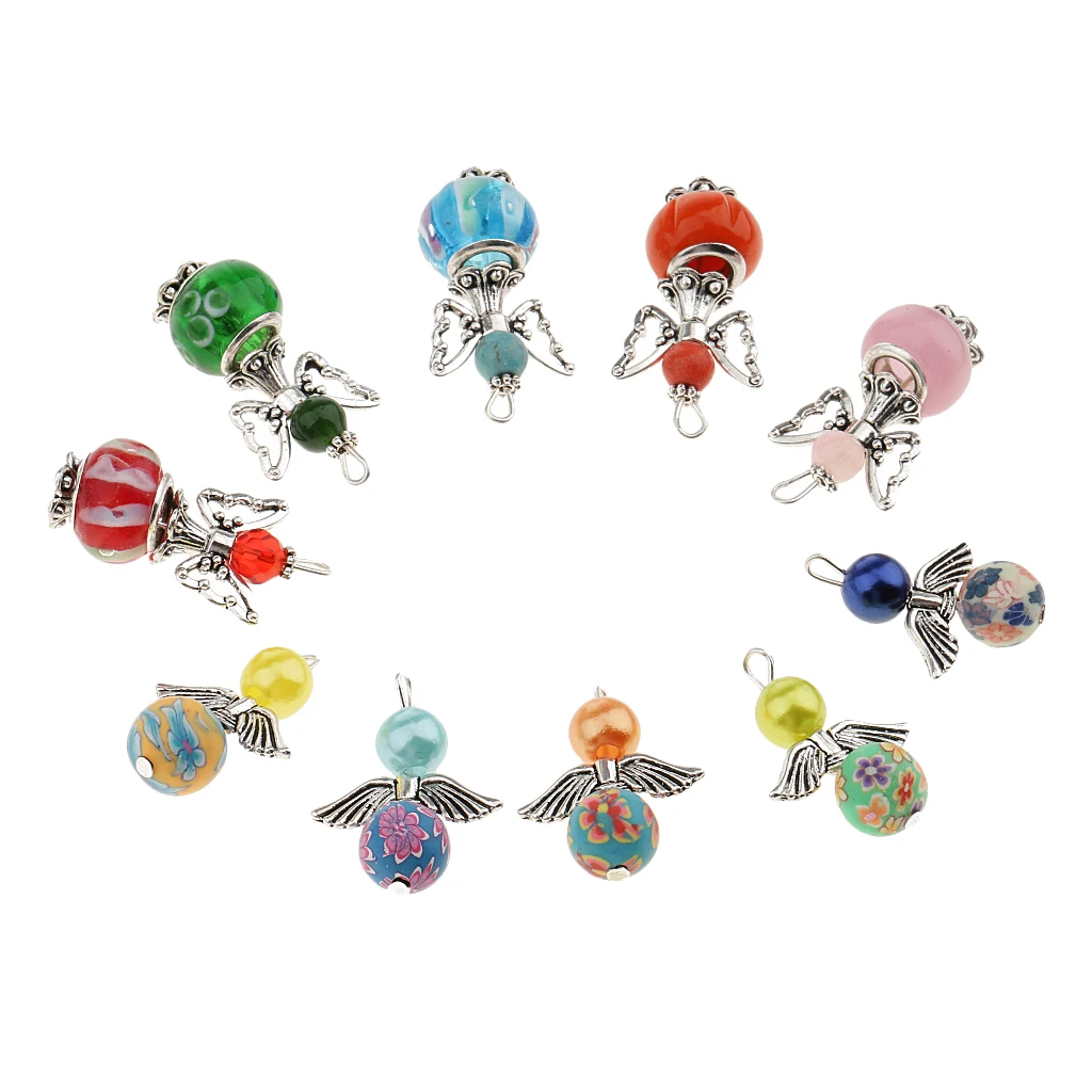 20x Acrylic Pearl Clay Angel Wing Pendants Charms Findings Jewelry Making Accessories for DIY Necklace Bracelet Earrings