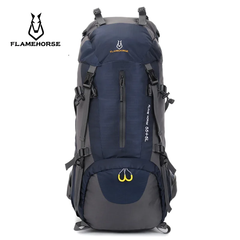 

Flame horse 60L Large-Capacity Camping Hiking Backpacks Waterproof Backpack Man Travel Back Pack Alloy Support