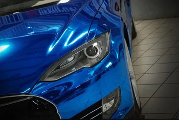 

Stretchable Glossy Chrome Blue Car Vinyl Wrap Film Foil Sticker Bubble Free Car Wrapping Computer Cover Phone Skin