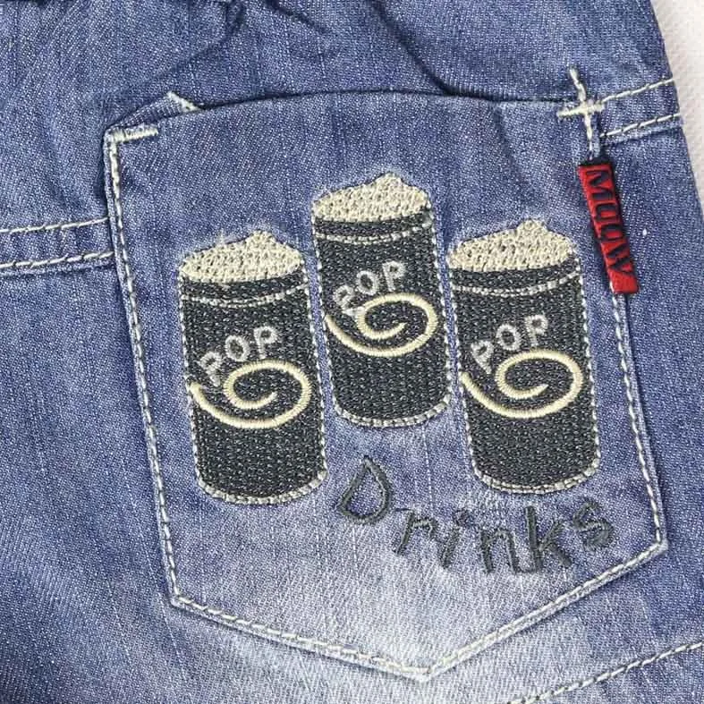 Детские джинсы детские короткие штаны с эластичным поясом, украшенные вышитыми буквами и числами шорты для мальчиков летний стиль mh9077