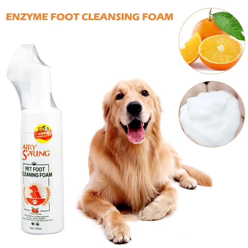 

150ml Dog Cat Paw Cleaner Foam with Silicone Brush Natural Gentle Non-toxic Pet Foot Wash Cleaning Tool Dog Supplies 20E