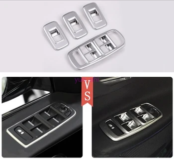 

4pcs ABS Chrome Car Window Glasses Lifter Decoration Frame Door Sequins Sticker Cover Trime For Jaguar XE 2015-2017 Car-Styling
