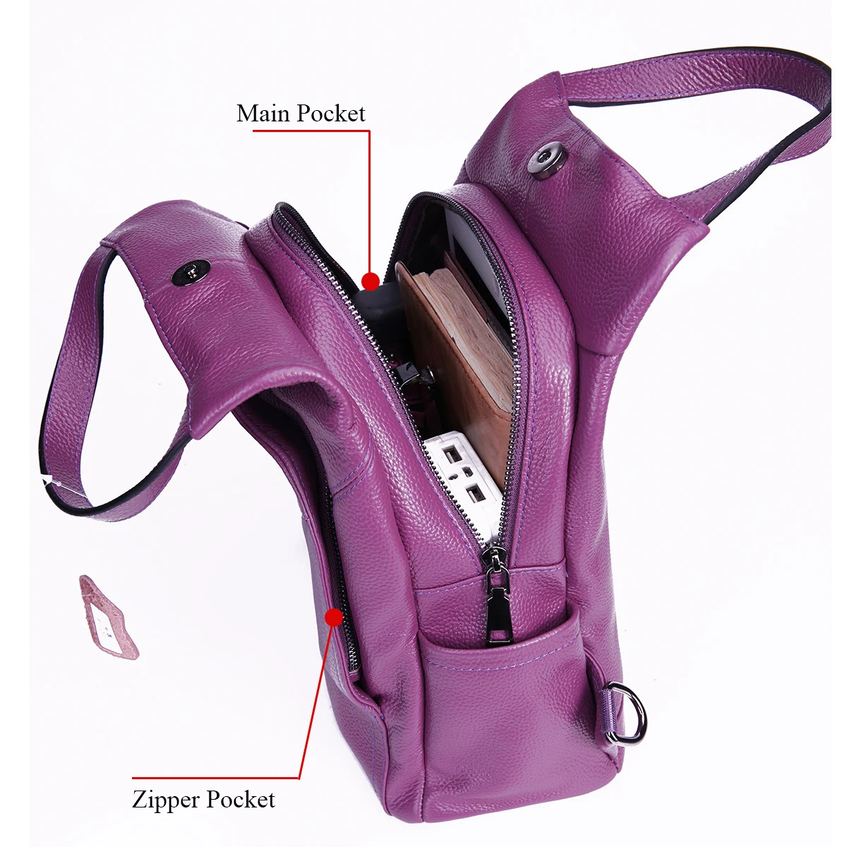 BONAMIE фиолетовый женский рюкзак из натуральной кожи, брендовый школьный рюкзак из натуральной кожи, женские сумки на плечо для девочек-подростков