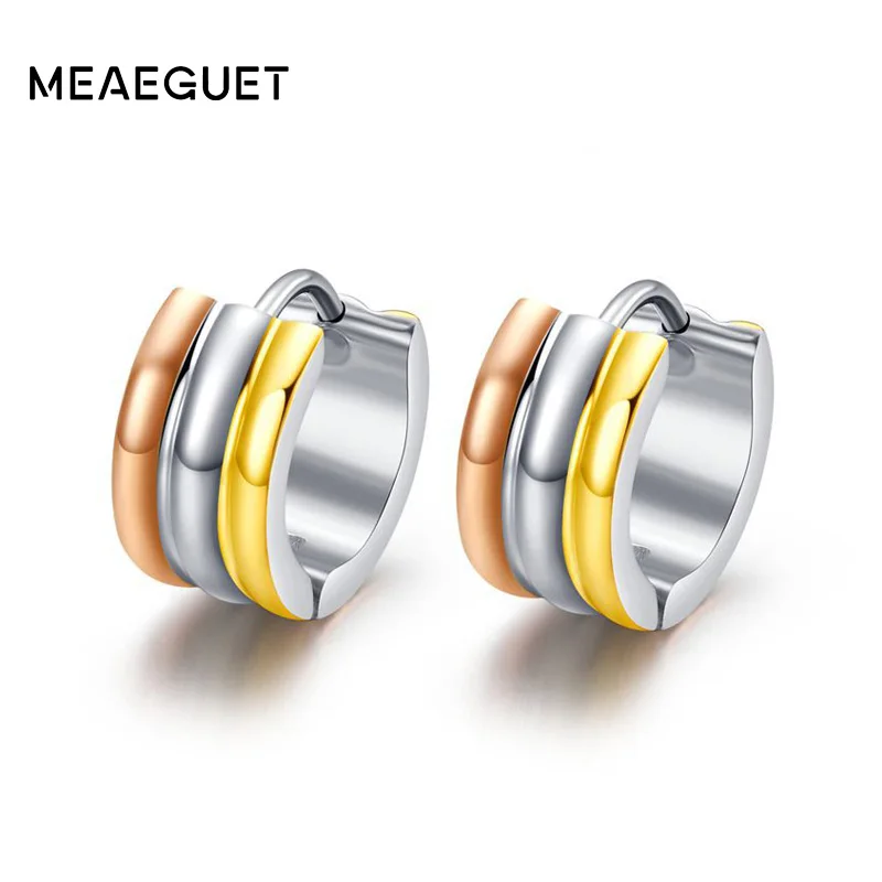 

Meaeguet Trendy Small Hoop Earrings For Women Fashion Female Hoop Earrings Jewelry Silver Color Stainless Steel Earrings