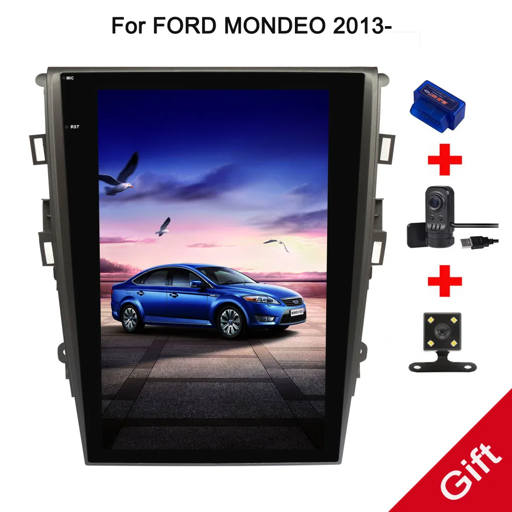 12 1 &quotTesla Android Fit FORD Mondeo 2013 2014 2015 2016 2017 Руководство A/C автомобильный dvd-плеер