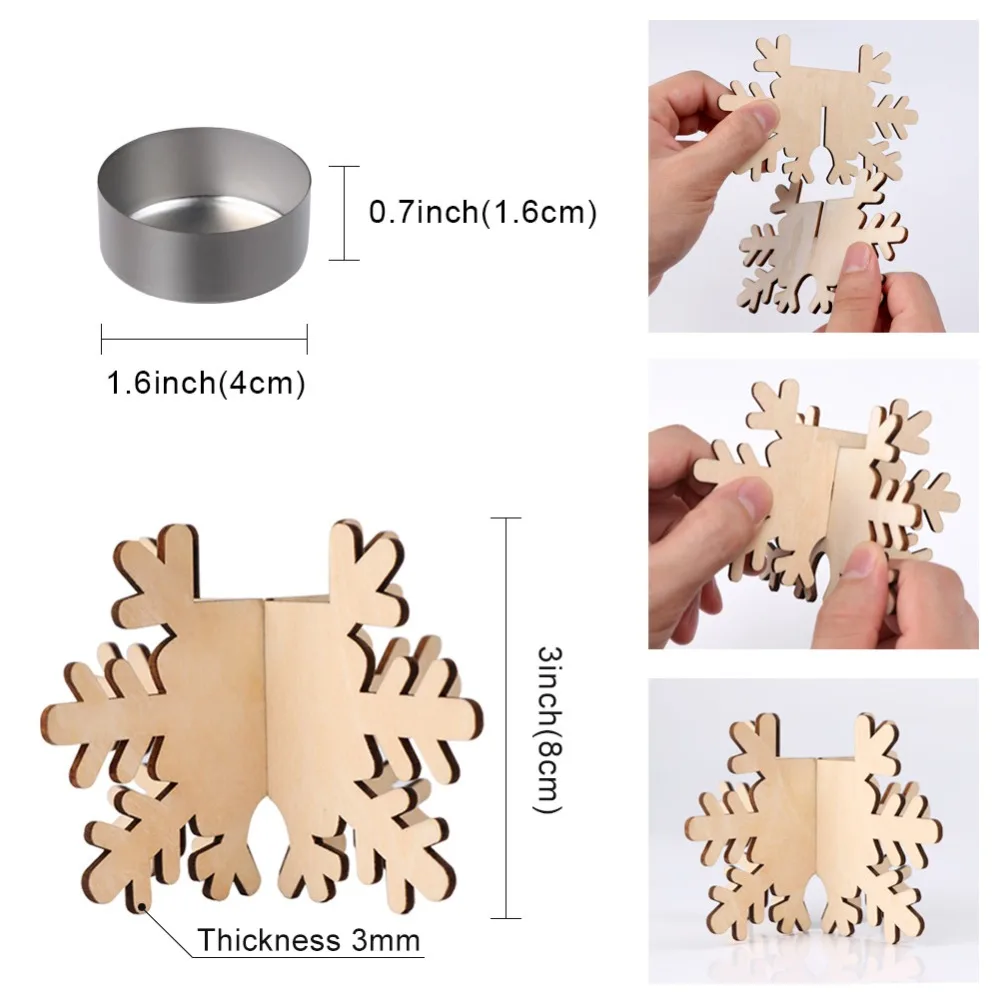 OurWarm 6 шт., романтические Деревянные Подсвечники, снежинка, подсвечник, украшение для дома, подсвечник, Рождественский Декор
