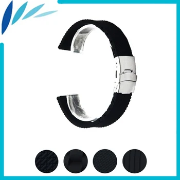 Silicone Rubber Watch Band 18mm 20mm 22mm 24mm for Movado Stainless Steel Safety Clasp Strap Wrist Loop Belt Bracelet Black silicone rubber watch band 22mm for pebble steel 2 smart watchband resin strap wrist belt bracelet black tool and spring bar