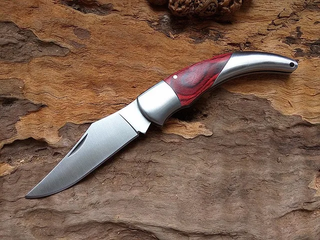 Color Wood ARC Handle Folding Knife Camping Survival Tactical ...