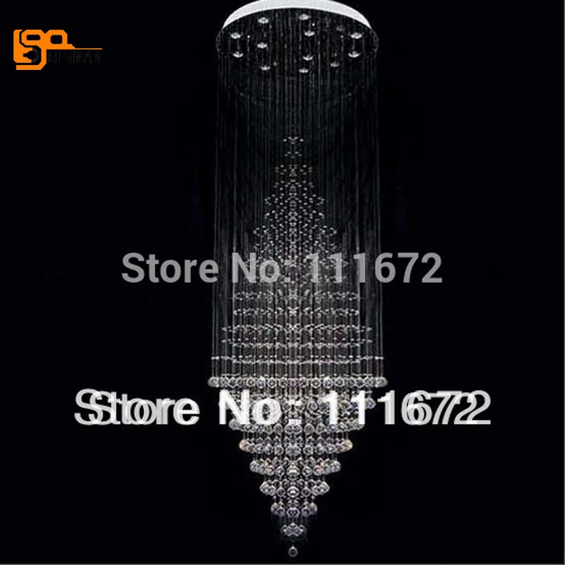 

new modern design spiral crystal chandelier LED light diameter 60cm lustre staircase lighting fixtures