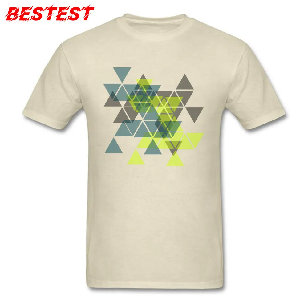 Abstract geometric pattern overlapping triangles Tops Shirts Summer/Autumn O-Neck 100% Cotton Youth T Shirts Europe Tops T Shirt Hot Sale Abstract geometric pattern overlapping triangles beige