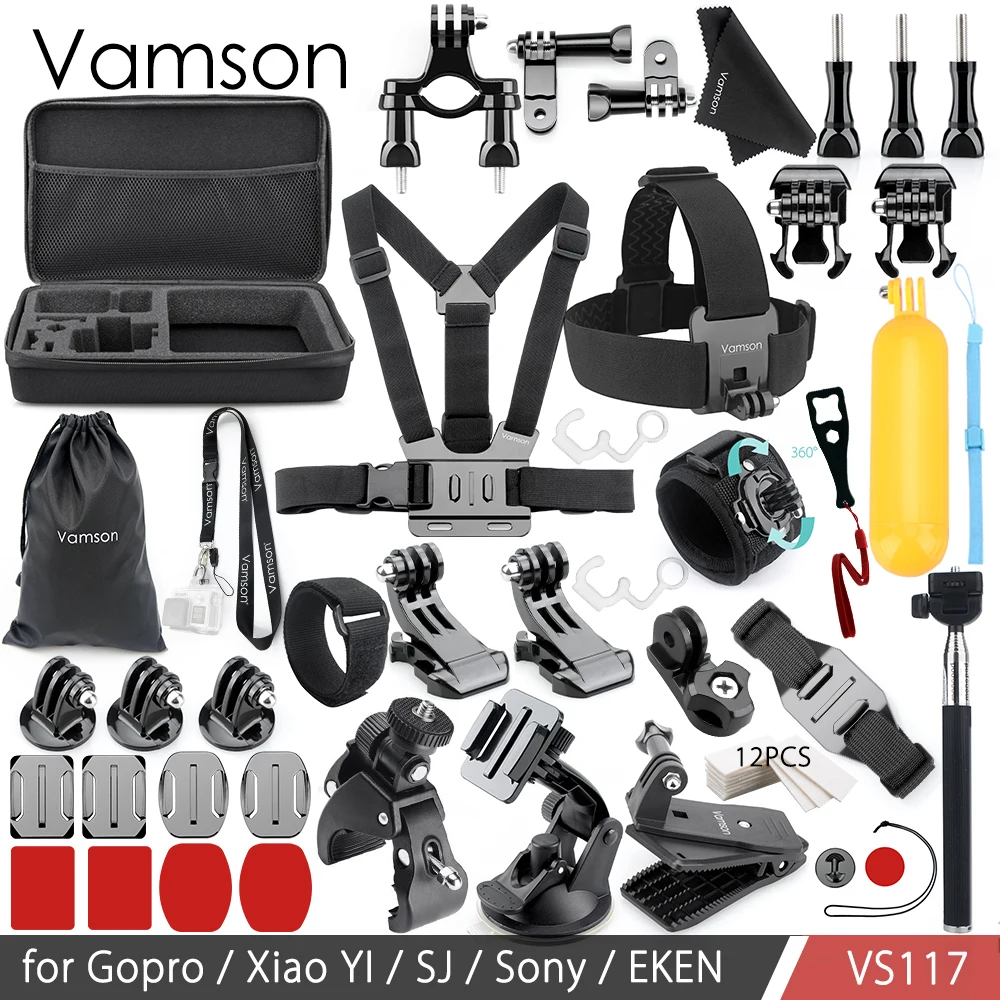 

Vamson for Go Pro Hero 6 5 4 3 Accessories Set 360 Degree Rotation Wrist Strap Tripod for SJ4000 for Eken for Xiaomi Yi VS117