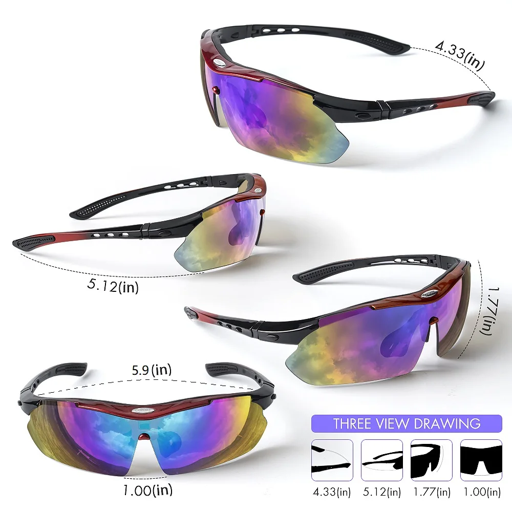 Copozz يستقطب الدراجات نظارات في الهواء الطلق MTB الجبلية نظارات نظارات دراجة نظارات شمسية الدراجة نظارة شمس رياضية قصر النظر 5 عدسة