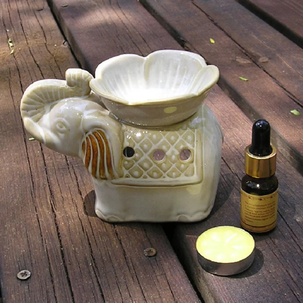 CERAMIC ELEPHANT OIL BURNER+TEALIGHT CANDLE HOLDER DECOR ORNAMENT FIMGURINES