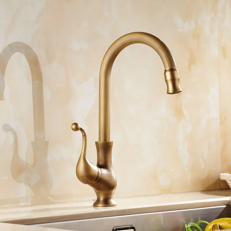 Antique Brass Kitchen Faucets Deck Mounted Mixer Tap 360 Degree Bathroom Kitchen Bar Sink Faucet Hot & Cold Water Mixer Tap Antique Brass Kitchen Faucets Deck Mounted Mixer Tap 360 Degree Bathroom Kitchen Bar Sink Faucet Hot & Cold Water Mixer Tap