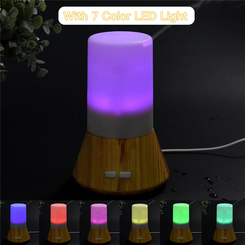 

Bluetooth Ultrasonic Air Humidifier Aroma Essential Oil Diffuser Wood Grain 7 Color Changing LED Lights Mist Maker Fogger P50