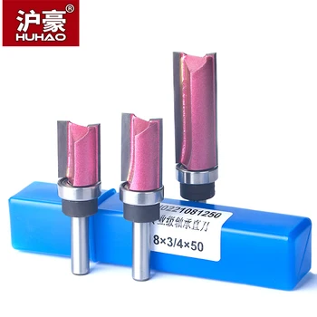

HUHAO 1pc Bearing Flush Trim Router Bit For Wood 8mm Shank Straight Bit Tungsten Woodworking Milling Trimming CNC Cutter Tool