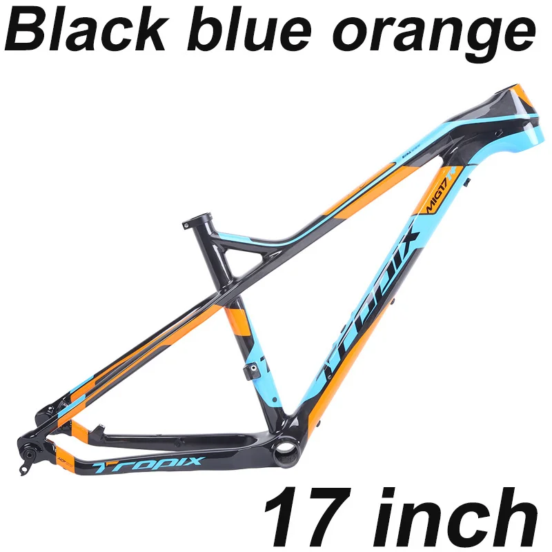 Tropix рама карбоновая для горного велосипеда 27,5 er 142 мм* 12 мм через ось велосипедная Рама T800 углеродное волокно 15 17 дюймов Bb90 650b Mtb Xc 2019new - Цвет: Black blue orange 17