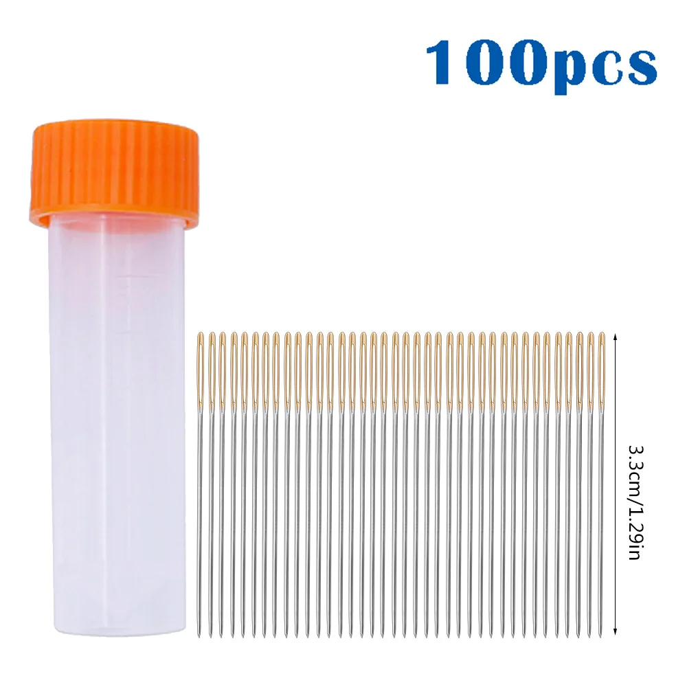 LMDZ 100/30 PCS Golden Tail Embroidery Fabric Cross Stitch Needles Size 22#24#26#Stitch Cloth Sewing Kit Tools Sewing Needles