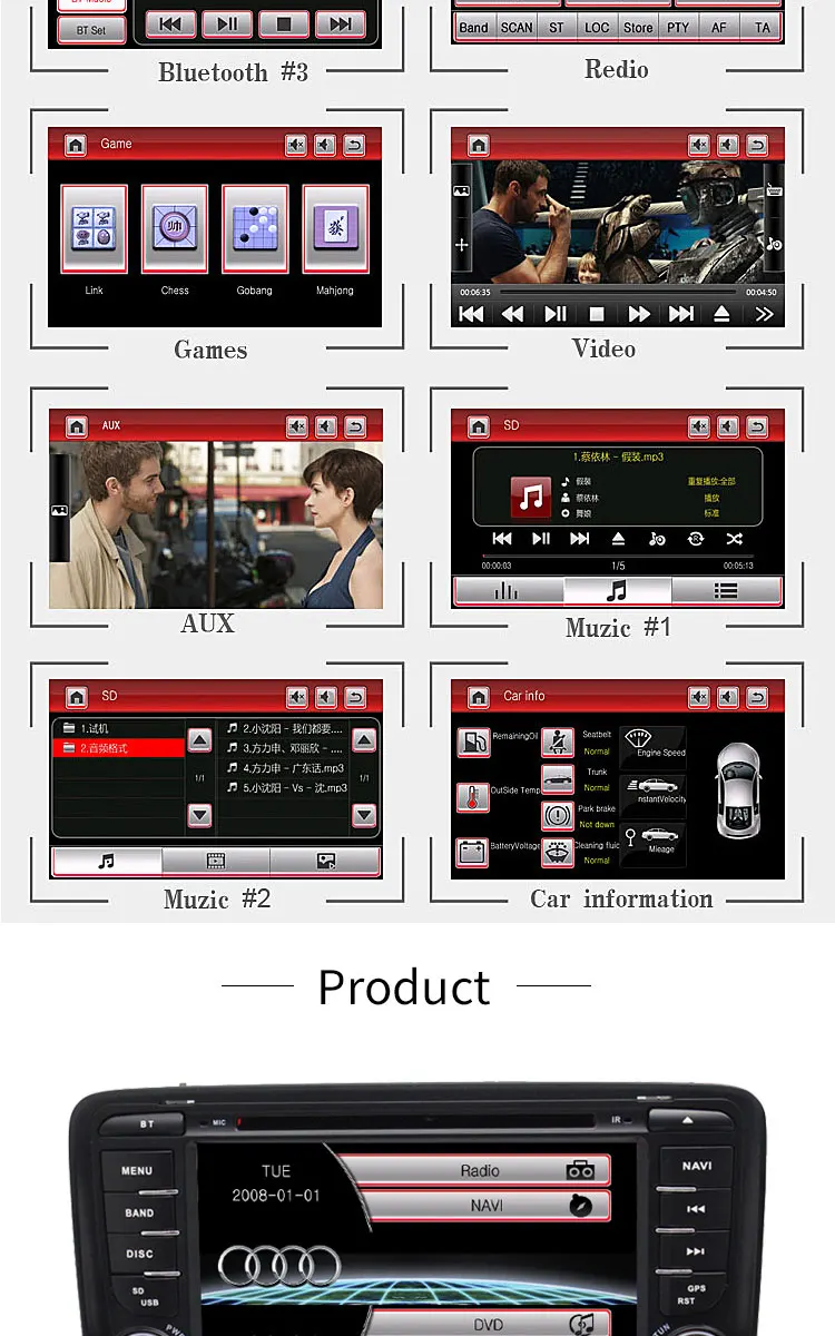 Best Besina Two Din 7 Inch Car DVD Player For AUDI TT 2006-2012 Canbus Radio GPS Navigation Steering Wheel Contol Map 1080P RDS USB 8