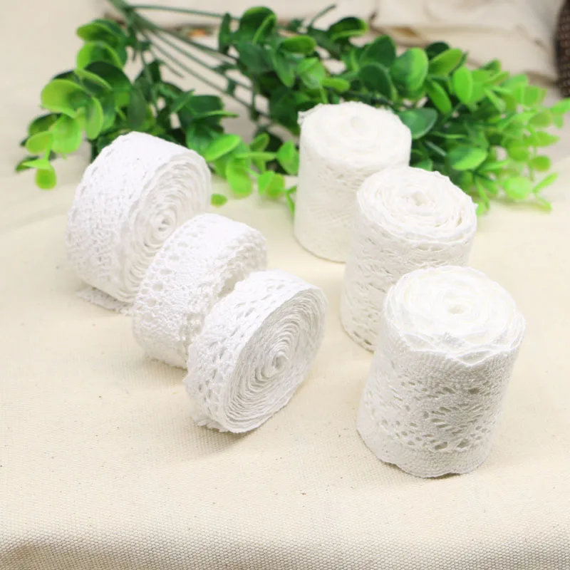 5 ярдов белый хлопок кружево ткань мебель основы Вязание для ткани или мешок отделка шнурки DIY Скрапбукинг