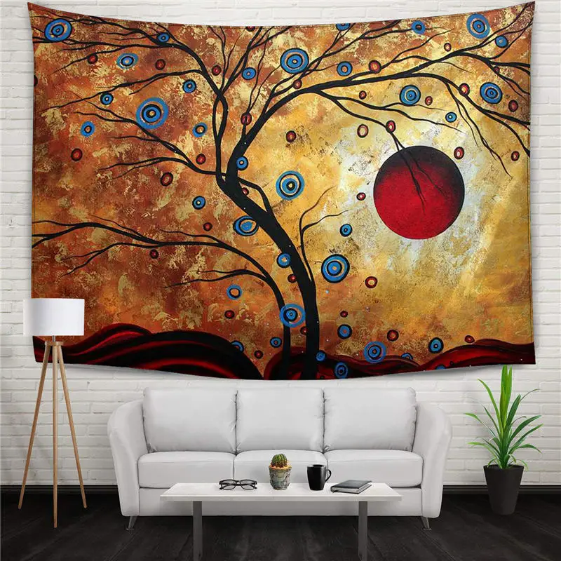 

World Sun Tree Circles Digital Printed Hippie Tapestry Bed Wall Decor Hanging Curtains Christmas Gift Banner 130x150cm