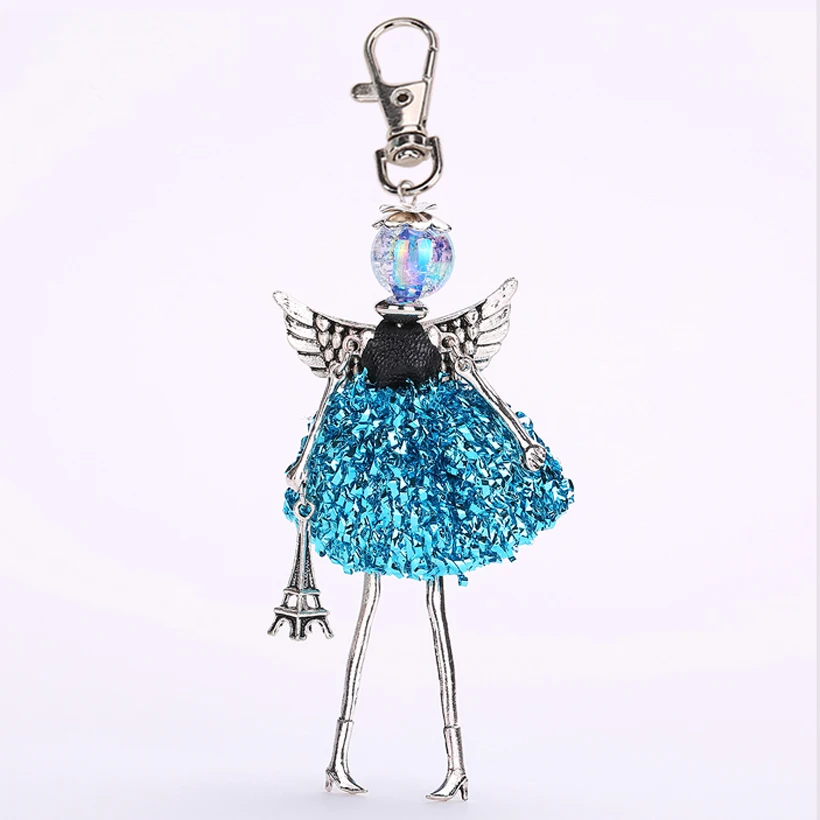 YLWHJJ женский кукольный брелок для ключей милое платье подвеска принцессы Крылья Ангела Серебряный мусор брелок для ключей для девочек модное ювелирное изделие