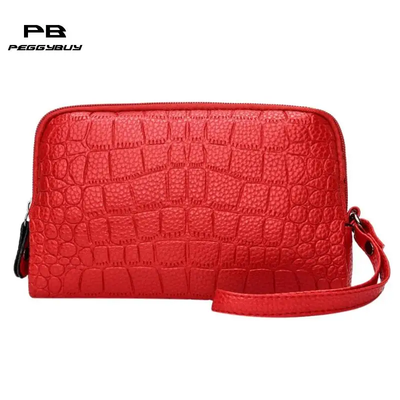 

Portable Women Simple PU Leather Phone Clutch Handbags Girls Solid Zipper Coin Holder Wallet Tote Wristlets Mini Small Bag Pouch