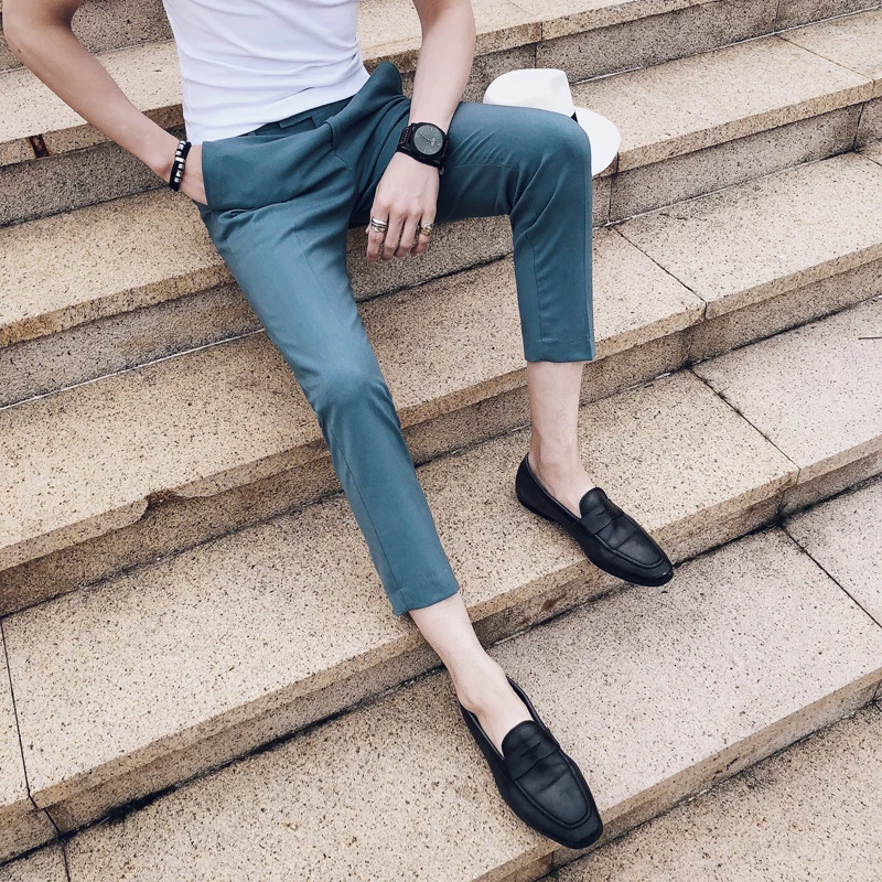 2018 New England Anti-wrinkle Korean Pure Color Casual Trousers Fashion Personality Classic Influx Men's Nightclub Hair Stylist