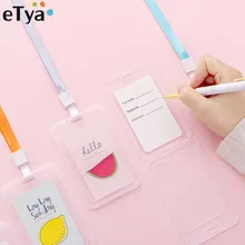 ETya фруктовый стиль, студенческий держатель для карт, сумка для женщин и мужчин, рабочий идентификатор автобуса, удостоверение личности, чехол для кредитных карт, сумка, чехол, выдвижной значок, шнур