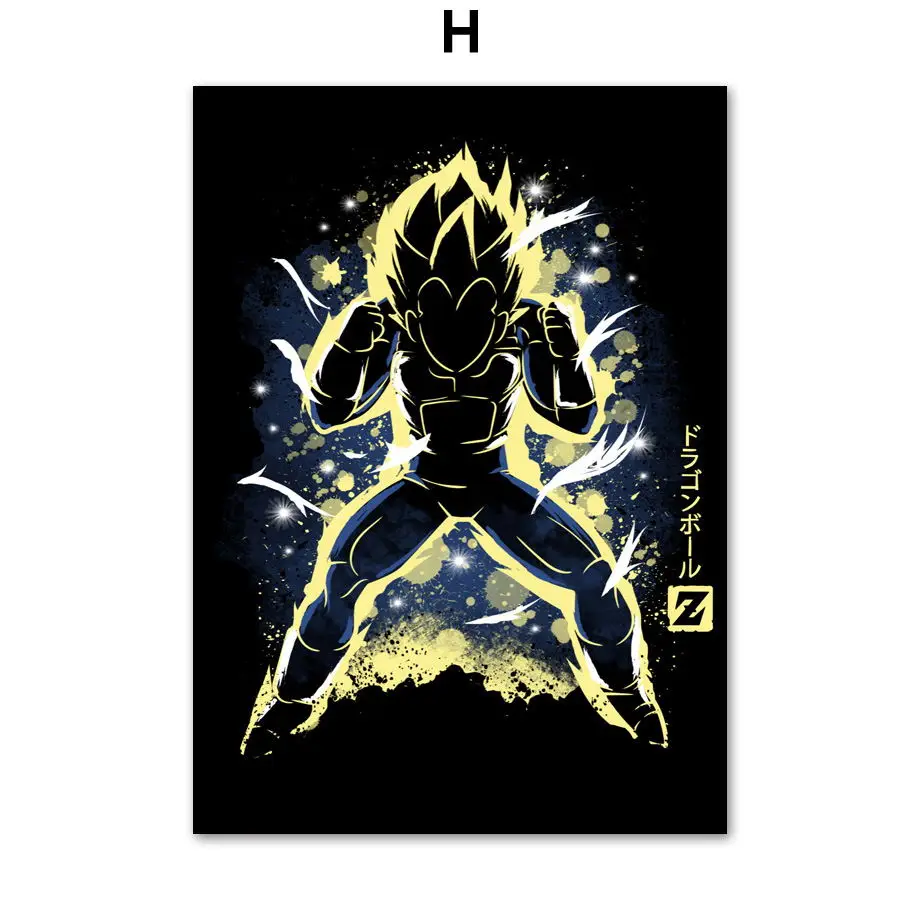 H Dragon Ball Super Son Goku Vegeta Majin Buu Cell аниме плакат и печать на холсте настенная живопись настенные картины для гостиной - Цвет: H