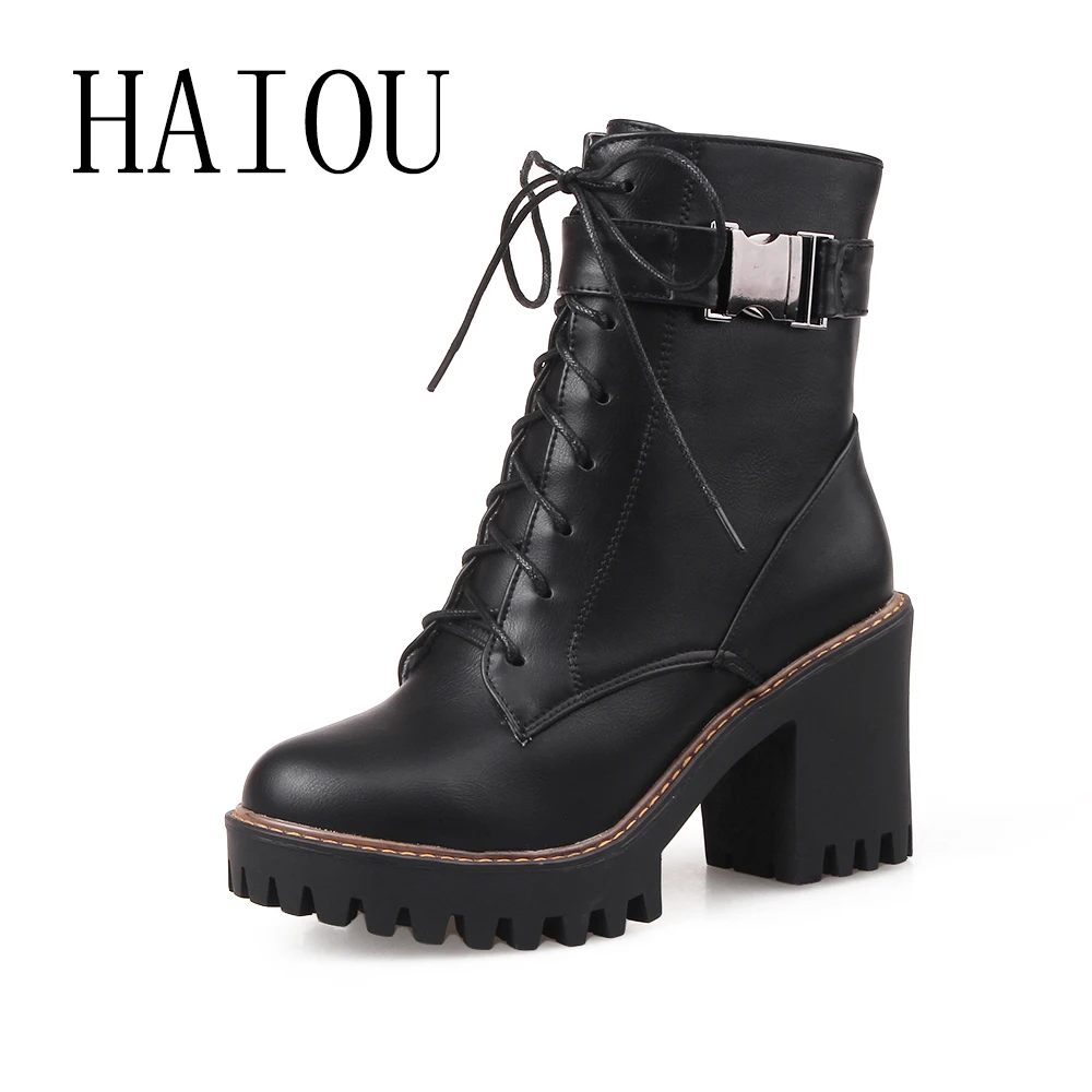 black high heels boots platform