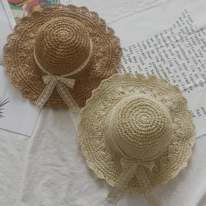 Для женщин шляпа летом Шнуровка с бантиком большой край соломенная Солнцезащитная шляпа гибкие широкие поля Шапки пляжные Кепка