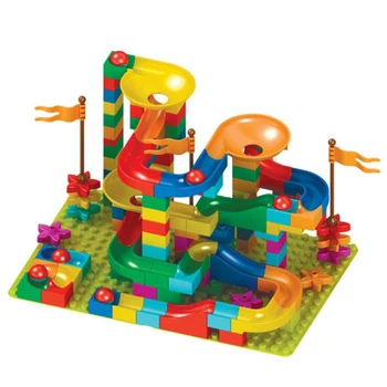 

56-168Pcs Marble Race Run Maze Balls Track Building Blocks assemable Funnel Slide Building Brick Compatible Duploed