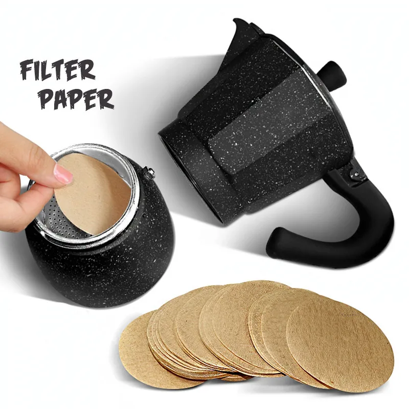 

Wooden Round Drip Paper Coffee Filter Moka Pot Espresso Coffee Filter 100pc/pack Tea Strainer Tea Infuser Coffee Maker