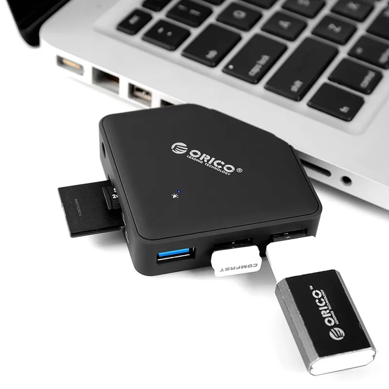 ORICO C3TS-BK Многофункциональный 3 Порты и разъёмы USB3.0 концентратор для волос с кард-ридер для Тетрадь-черный