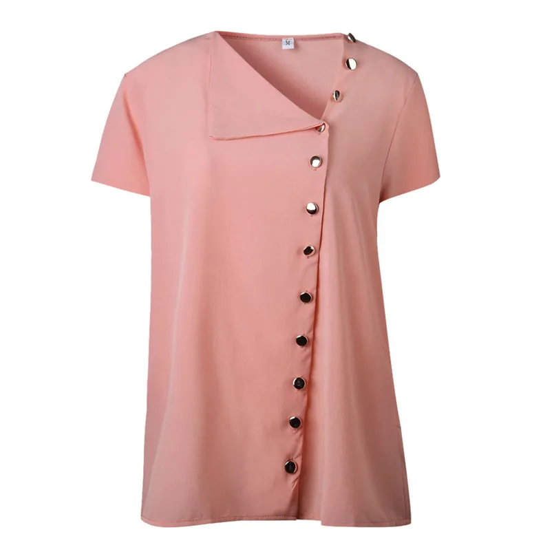 New Women Clothes Summer Lapel Neck T-shirt Ladies Short Sleeve Buckle Casual Daily Vintage Classic Tee New Arrival Tops #4R02 (13)