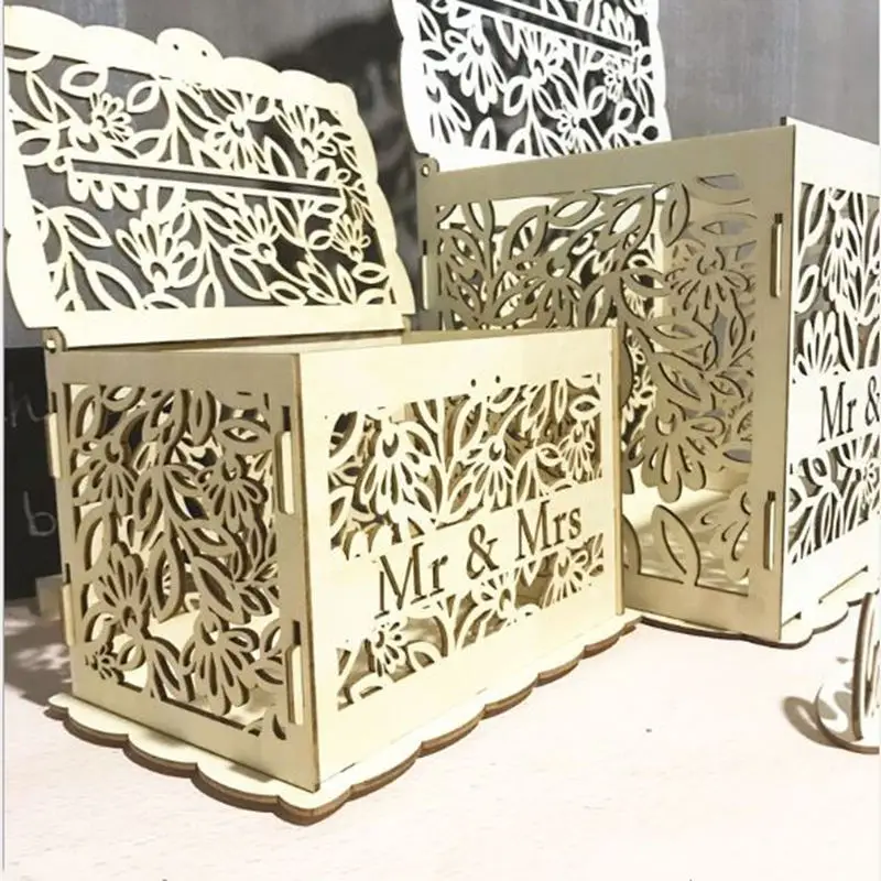 DIY коробка для свадебных подарочных карт деревянная копилка с замком красивые свадебные украшения принадлежности для дня рождения подарок