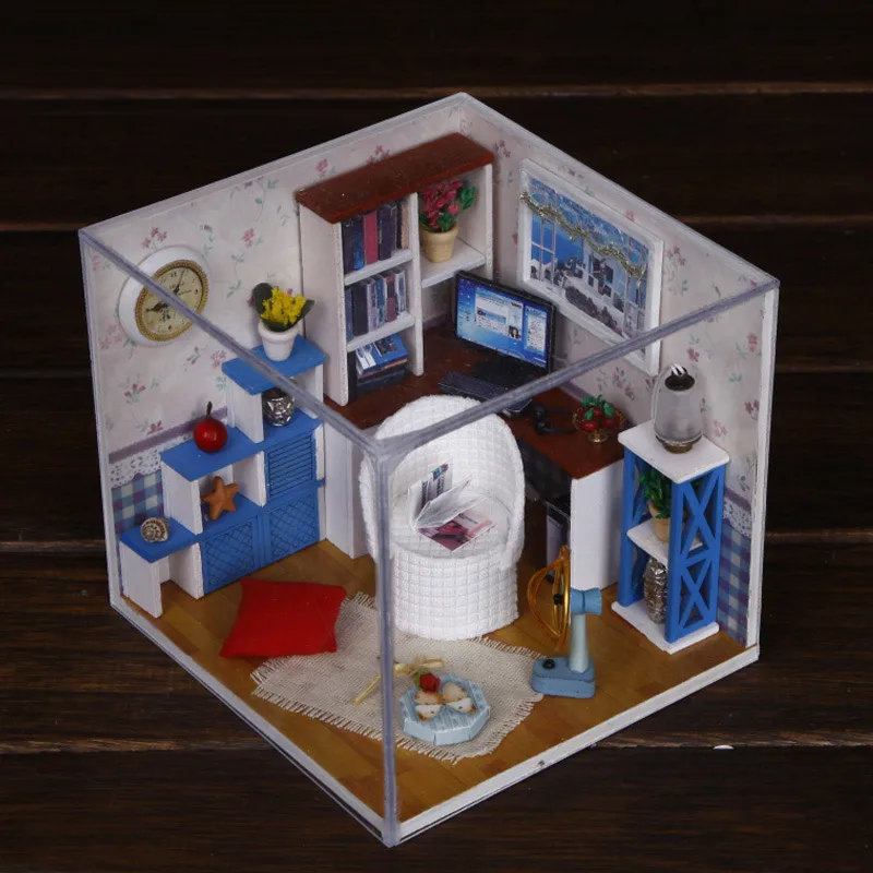 Wooden Furniture Doll House Kit Toys DIY Wooden Warm Time Miniature Dollhouse Handmade Kids Educational Toys Kids Gift (5)