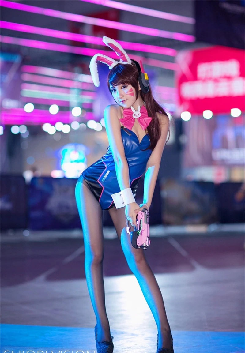 DVA кролик девушка наряд косплей D. va кролик девушка сексуальные милые вечерние костюмы качественный комбинезон из ПУ с хвостом оголовье женщин