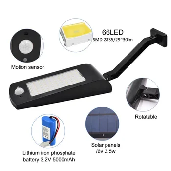 

Newly Solar Street Lamp 66LED Waterproof Outdoor Security Flood Light with Remote Control XSD88