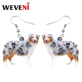

WEVENI Accessory Acrylic Happy Australian Shepherd Dog Earrings Fashion Animal Jewelry For Women Girls Wholesale Cute Charms