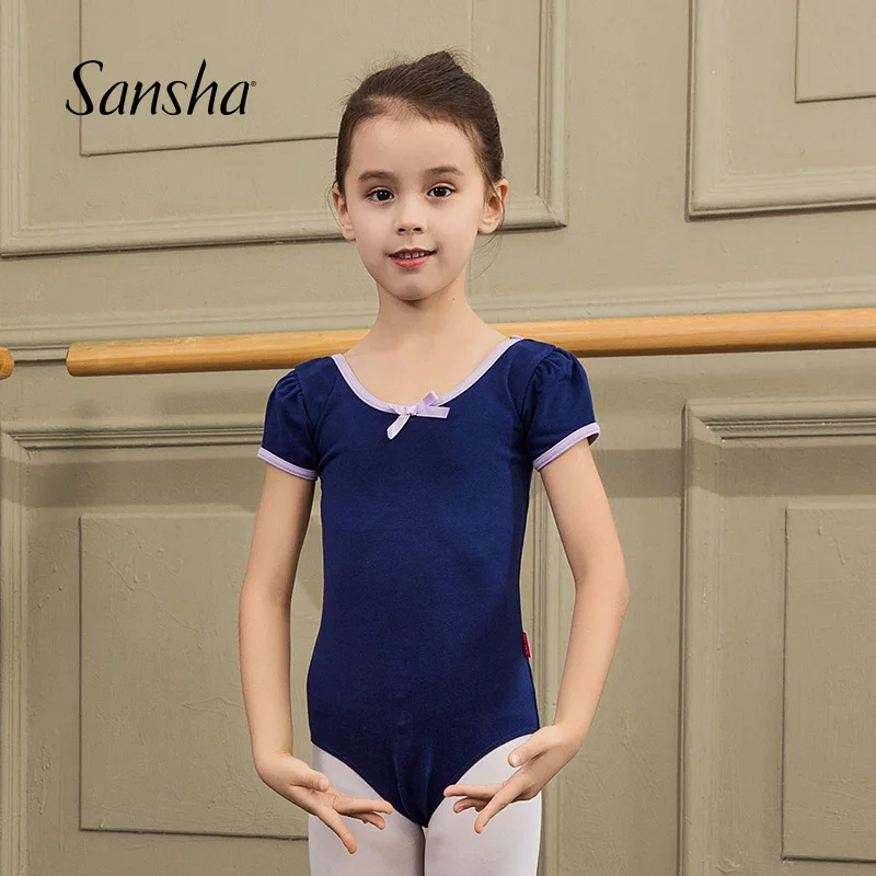 

Sansha Girls Short Sleeve Leotard Cotton Lycra Dancewear For Kids Gymnastics Leotard Ballet Dance Practice Y1613C