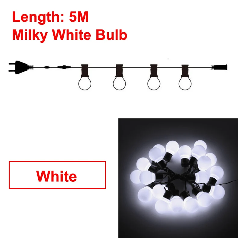 Светодиодный светильник-гирлянда s 10 м, 5 м, 2 м, Декоративная гирлянда для дома, Рождества, свадьбы, вечеринки, праздничное украшение, сказочный светильник, домашний декор, ночная лампа - Испускаемый цвет: 5M White Milky