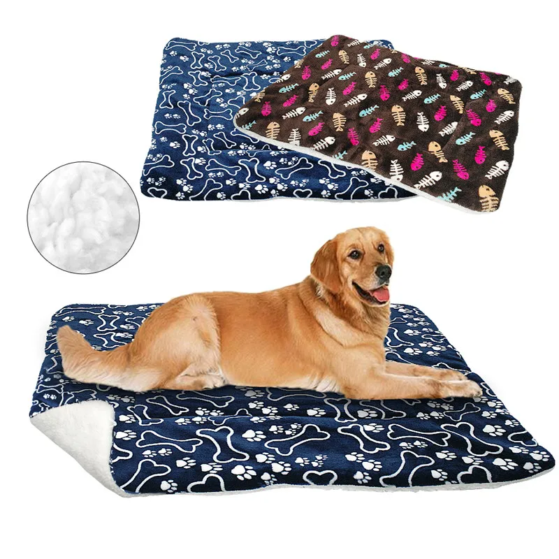 Hiver-chien-lit-tapis-Pet-coussin-couverture-chaud-patte-imprimer-chiot-chat-polaire-lits-pour-petits